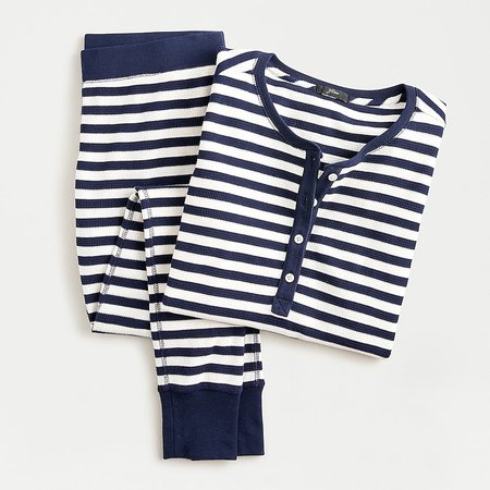 J.Crew: Henley Waffle Pajama Set In Stripes For Women