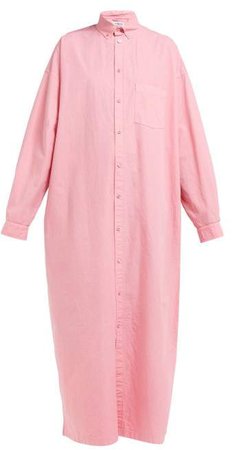 Oversized Cotton Poplin Shirtdress - Womens - Pink