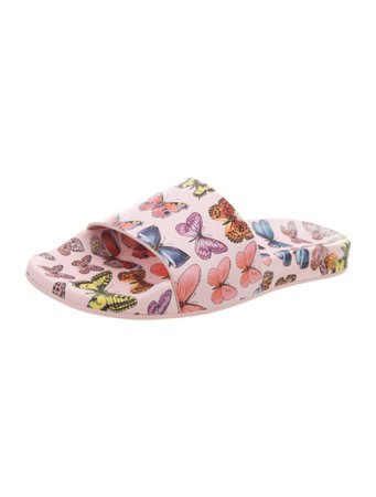Versace Butterfly Print Slide Sandals w/ Tags - Shoes - VES36450 | The RealReal