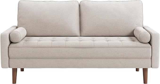 Amazon.com: Vesgantti 2 Seater Sofa, 68 inch Fabric Couches for Living Room, Mid Century Modern Loveseat Sofas w/Armrest, Button Tufted Seat Cushion, Modern Couch for Bedroom, Apartment, Office, Beige : Home & Kitchen