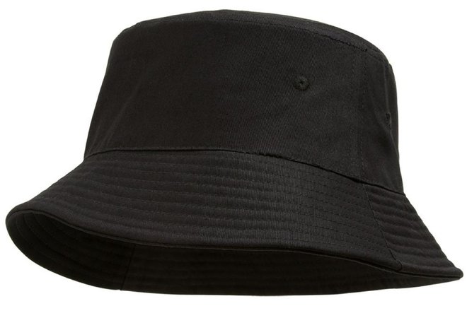 black bucket hat