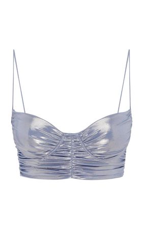 Alex Perry - Cropped Metallic Jersey Bustier Top