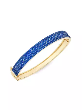 Shop Saks Fifth Avenue Collection 14K Yellow Gold & Blue Sapphire Bangle | Saks Fifth Avenue