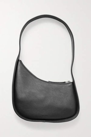 Half Moon Leather Shoulder Bag - Black