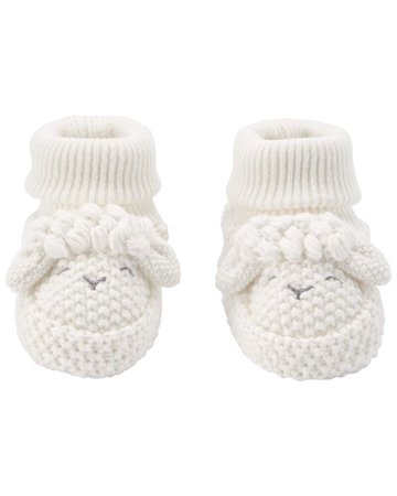 Baby White Lamb Crochet Booties | carters.com