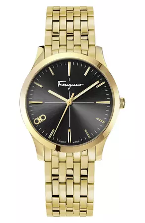 FERRAGAMO Salvatore Ferragamo Women's Slim Formal Black Dial Stainless Steel Bracelet Watch, 35mm x 7.5mm | Nordstromrack