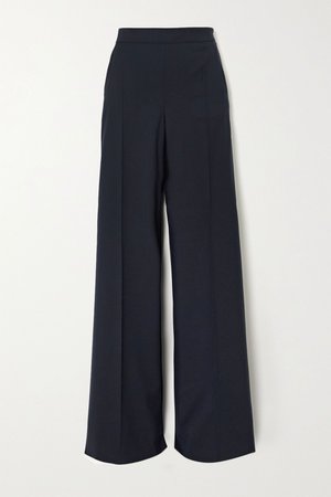 Navy Wool-twill wide-leg pants | Max Mara | NET-A-PORTER