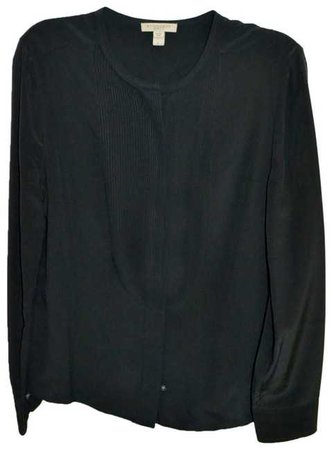 Burberry Brit Black Silk Tuxedo Blouse L Button-down Top Size 12 (L) - Tradesy