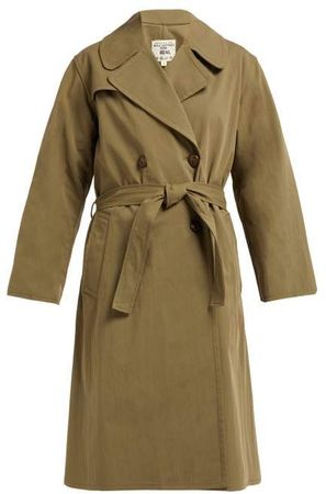 Benning Double Breasted Cotton Trench Coat - Womens - Dark Green
