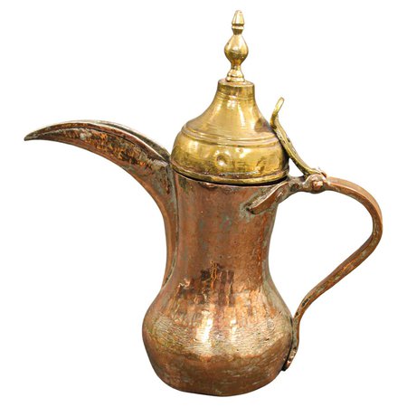 Middle Eastern Arabian Tinned Copper Dallah For Sale at 1stDibs