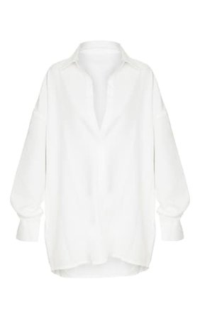 White Oversized Long Line Shirt | Tops | PrettyLittleThing
