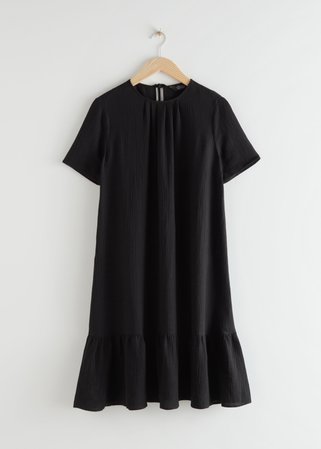 A-Line Ruffled Mini Dress - Black - Mini dresses - & Other Stories