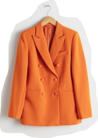 woman orange blazer oversize
