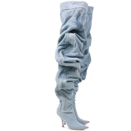 Y / Project 110 Thigh-High Ruched Denim Boots ($2,170)