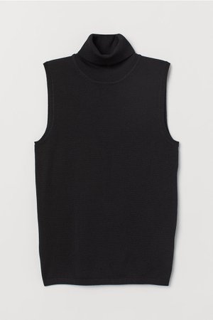 Sleeveless polo-neck jumper - Black - Ladies | H&M GB