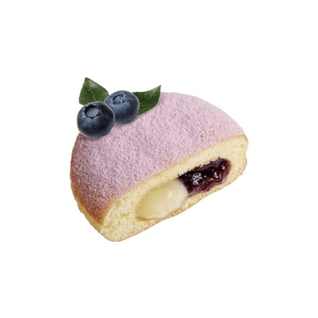 Blueberry cream puff donut pastry with jam or jelly and cream filling filler