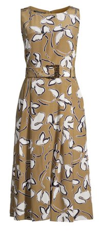 dark beige/brown floral pattern work dress