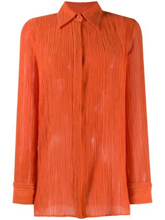 Shop orange Gabriela Hearst sheer long sleeve blouse with Express Delivery - Farfetch