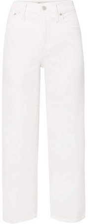 Cropped High-rise Wide-leg Jeans - White