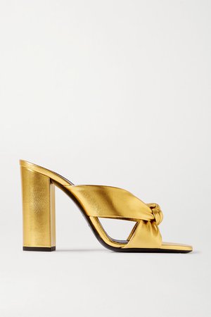Bianca Knotted Metallic Leather Sandals - Gold