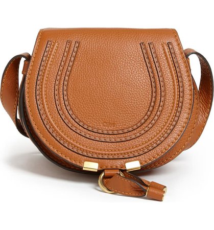 Chloé 'Mini Marcie' Leather Crossbody Bag Brown