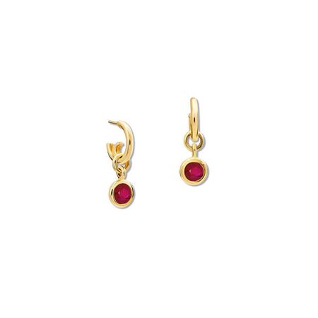 Talya Red Ruby Gold Earring Drops and Astrea Hoops - Cassandra Goad