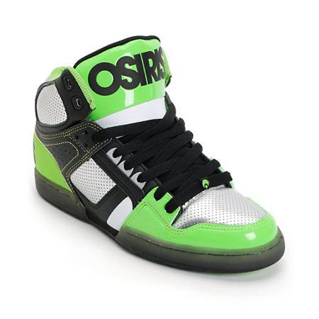 Osiris NYC 83 Black, Gunmetal & Lime High Top Skate Shoes | Skate shoes, Osiris shoes, Shoe boots