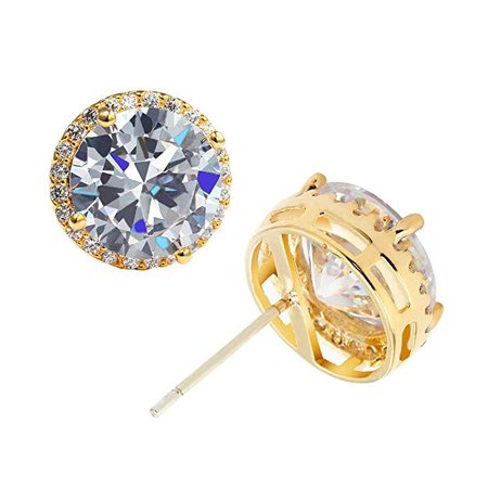 Amazon.com: AIDAILA Cubic Zirconia Stud Earrings Women Girls Diamond Hypoallergenic Pierced Exquisite Stud Earrings Jewelry (C Gold): Clothing