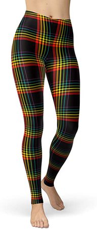 sissycos Women's Christmas Checkered Plaid Printed Leggings Stretchy Brushed Buttery Soft Tights at Amazon Women’s Clothing store