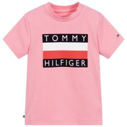 Tommy Hilfiger - Pink Cotton Logo T-Shirt | Childrensalon