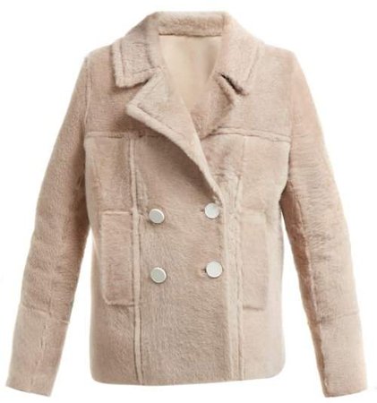 Shearling Double Breasted Jacket - Womens - Beige