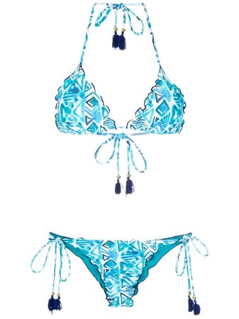 Brigitte Triangle Bikini Set BI91 White, Navy & Blue | Farfetch