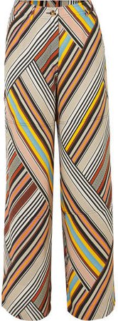 Sylvan Striped Silk-satin Wide-leg Pants - Brown