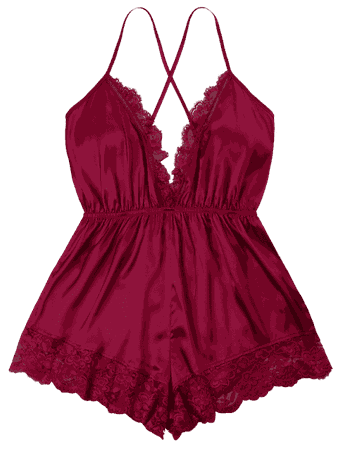 Plunging Open Back Romper WINE RED: Jumpsuits & Rompers M | ZAFUL