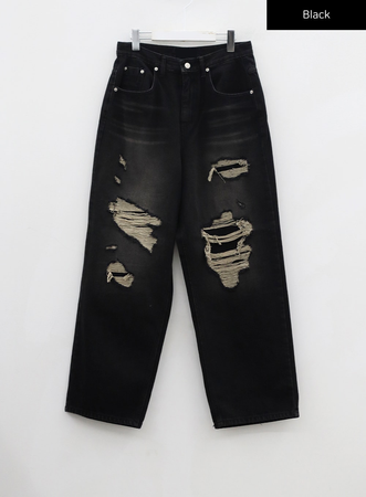 blackup ripped wide jeans