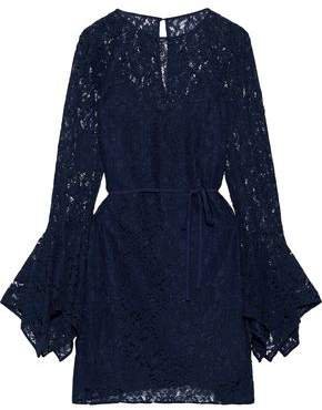 Lena Belted Cotton-blend Corded Lace Mini Dress