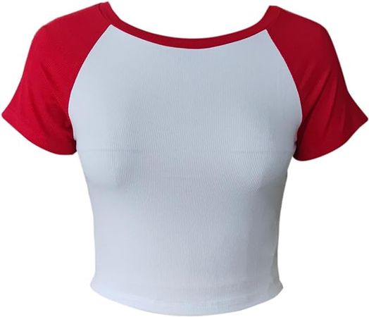 Avanova Women Short Sleeve Tee Round Neck Slim Fit Crop Top T Shirt at Amazon Women’s Clothing store