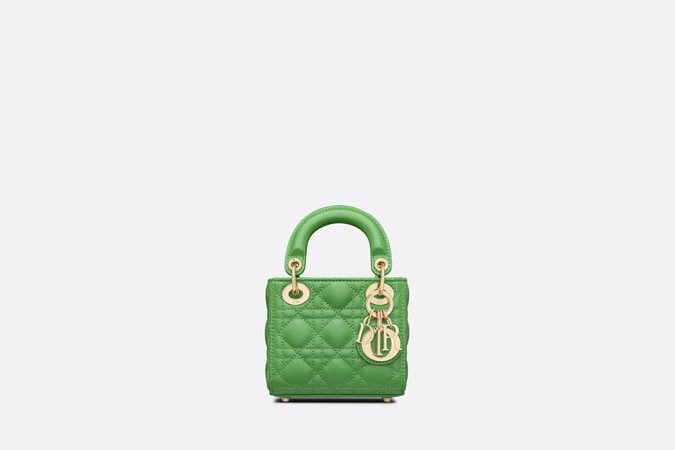 Micro Lady Dior Bag Bright Green Cannage Lambskin | DIOR