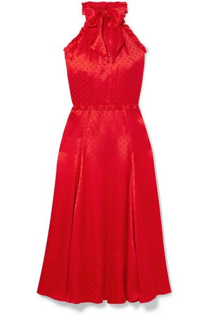 ALEXACHUNG | Polka-dot silk-blend jacquard dress | NET-A-PORTER.COM