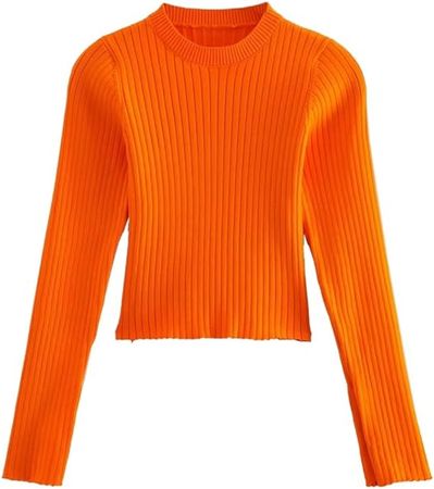 Amazon.com: Red Sweater Crop Pullover Tops Ribbed Sweater Women Long Slit Sleeves Jumpers Y2K Women's Clothing : Clothing, Shoes & Jewelry