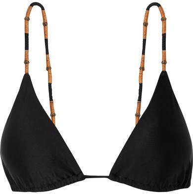 Laura Embellished Triangle Bikini Top - Black