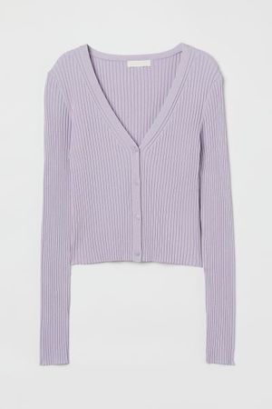 Rib-knit Cardigan - Light purple - Ladies | H&M US