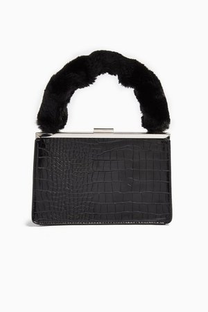 GEORGIA Black Faux Fur Handle Grab Bag | Topshop black
