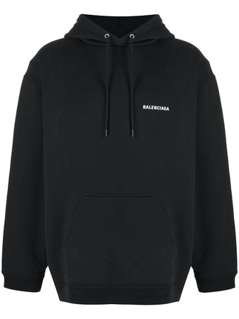 Black Balenciaga logo-print hoodie 600583TIV84 - Farfetch