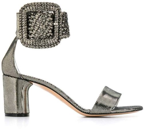 metallic buckle sandals