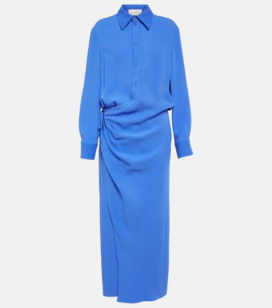 Cady Couture Silk Shirt Dress in Blue - Valentino | Mytheresa