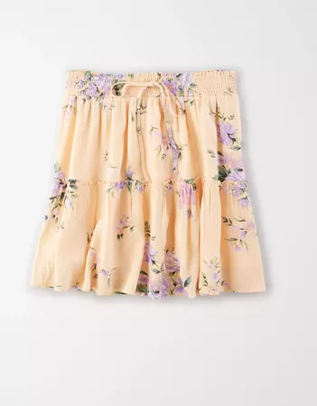 AE High-Waisted Smocked Mini Skirt peach