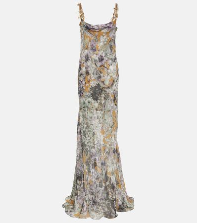 Floral Silk Maxi Dress in Multicoloured - Dries Van Noten | Mytheresa