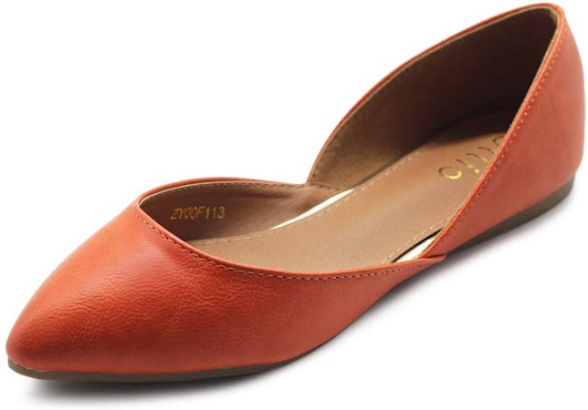 Amazon.com | Ollio Women's Shoes Faux Leather Slip On Comfort Light Pointed Toe Ballet Flats F113 | Flats