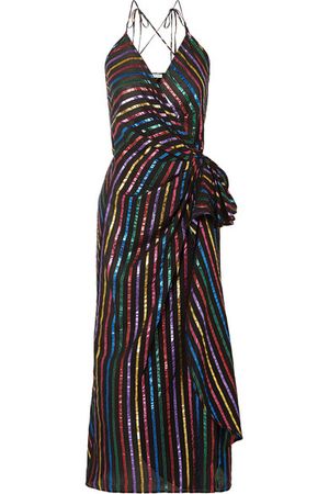 Attico | Metallic striped jacquard wrap dress | NET-A-PORTER.COM
